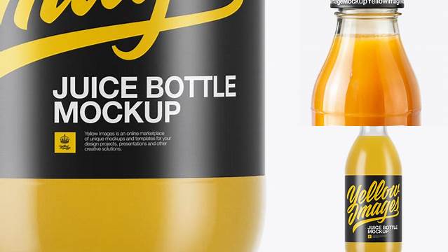 5871+ 750ml Clear Glass Orange Drink Bottle PSD Mockup High-End PSD Download