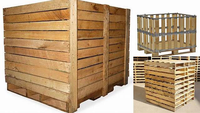 5871+ Wooden Pallet With Box & Straps PSD Mockup Half Side View Editable Mockup PSD