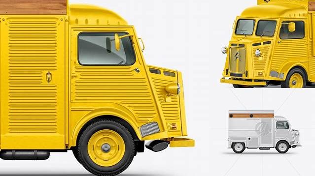 5873+ Citroen Hy Van Food Truck PSD Mockup Side View Smart Layer Mockup Free