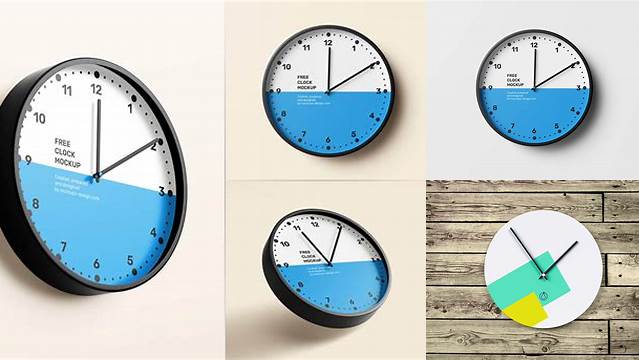 5874+ Glossy Wall Clock PSD Mockup Custom Mockup PSD for Free