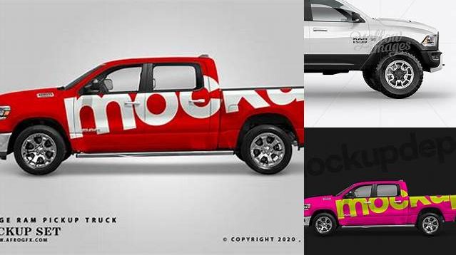 5878+ Dodge Ram 1500 PSD Mockup Back View Professional PSD Mockup