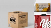 5879+ 1L Matte Carton Box PSD Mockup Front View Free PSD