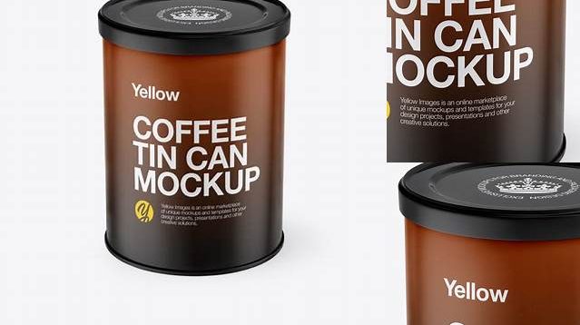 5880+ Coffee Tin Can PSD Mockup Front View High-Angle Shot High-End PSD Download