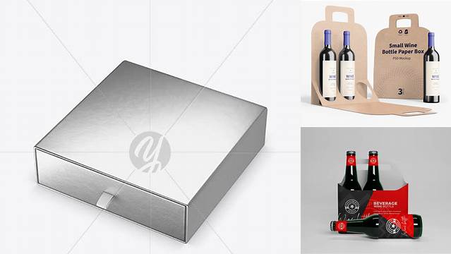 5881+ Metallic Bottle With Paper Box Download Free PSD