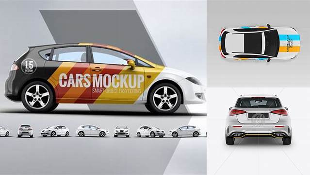 5883+ Hatchback 5-doors PSD Mockup Top View Editable Graphic Design Files