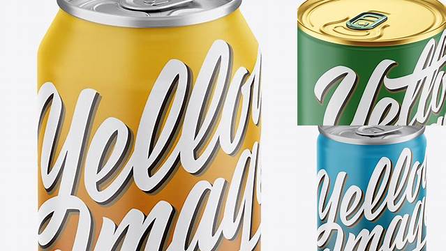 5885+ 1L Matte Aluminium Can PSD Mockup High Angle Smart Editable Design Mockup