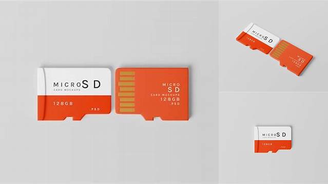 5886+ Micro SD Memory Card PSD Mockup Front View Free Digital Resource for Designers