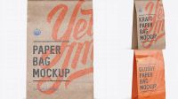 5887+ Glossy Kraft Paper Food/Snack Bag PSD Mockup Front View Free PSD