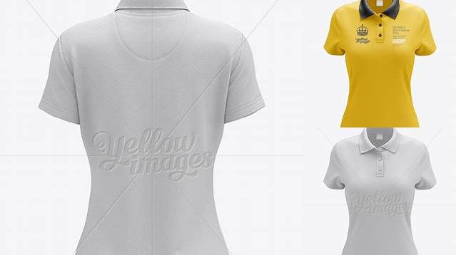 5887+ Womens Polo HQ PSD Mockup Back View Premium Free Graphic Resource