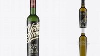 5888+ Antique Green Glass Liquor Bottle PSD Mockup Front View High-Resolution Graphic