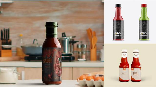 5890+ Ceramic Sauce Bottle PSD Mockup Free Mockup PSD Template