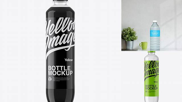 5893+ 500ml Clear PET Bottle with Black Water PSD Mockup Custom Mockup PSD for Free