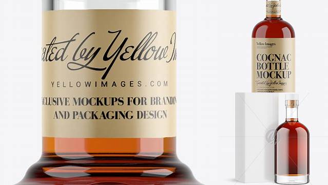 5894+ 700ml Clear Glass Cognac Bottle PSD Mockup Custom PSD Mockup Template