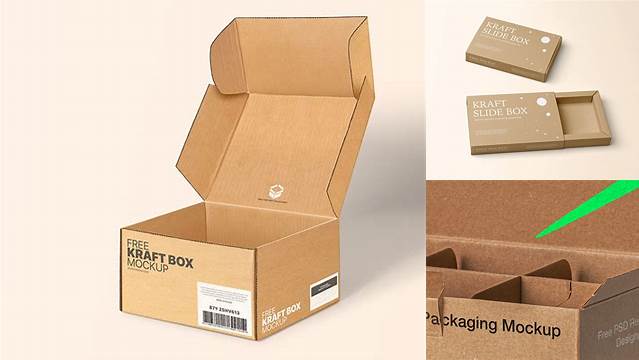 5894+ Textured Kraft Box PSD Mockup Front View High-Angle Shot Exclusive Free PSD Mockups