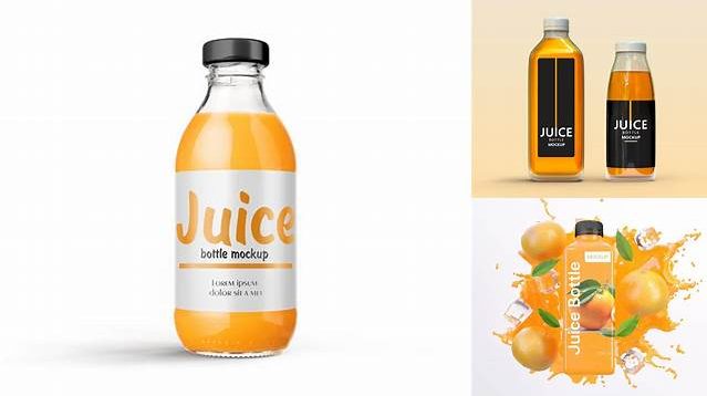 5896+ Plastic Bottle With Orange Juice PSD Mockup Creative Free PSD Graphic Design