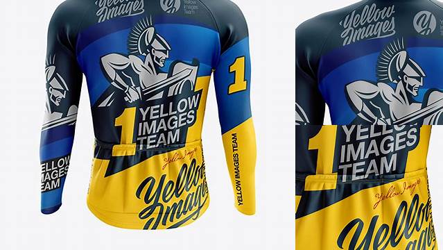 5904+ Men’s Cycling Thermal Jersey LS PSD Mockup Back View Smart Design Template Free