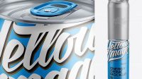 5910+ 16Oz Metallic Aluminium Can PSD Mockup High-Angle Shot Easy-to-Edit PSD