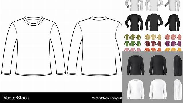 5912+ Men's Long Sleeve T-Shirt Front View Elegant Free Template