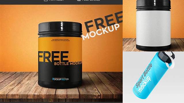 5914+ Amber Sport Nutrition Bottle PSD Mockup Front View High-Angle Shot Custom Graphic Mockup File