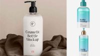 5915+ Clear Cosmetic Bottle with Pump PSD Mockup Smart Editable Design Mockup