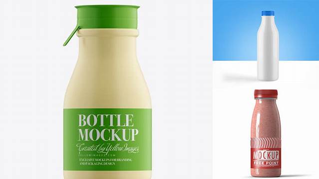 592+ Matte Plastic Dairy Bottle PSD Mockup Free PSD