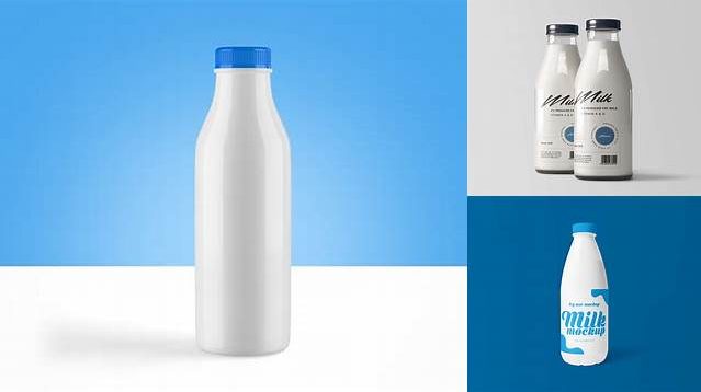 5923+ 360ml Plastic Bottle with Milk PSD Mockup Modern Design PSD Resource Free Download