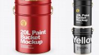 5924+ 20L Matte Metallic Paint Bucket PSD Mockup Easy-to-Edit PSD