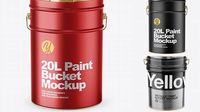 5924+ 20L Matte Metallic Paint Bucket PSD Mockup Easy-to-Edit PSD