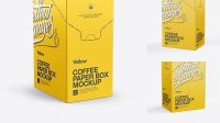 5925+ Coffee Paper Box PSD Mockup Front 3/4 View High-End Photoshop Mockup