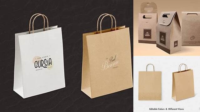 5928+ Kraft Paper Bag with Label PSD Mockup Front View Advanced Editable Template Free