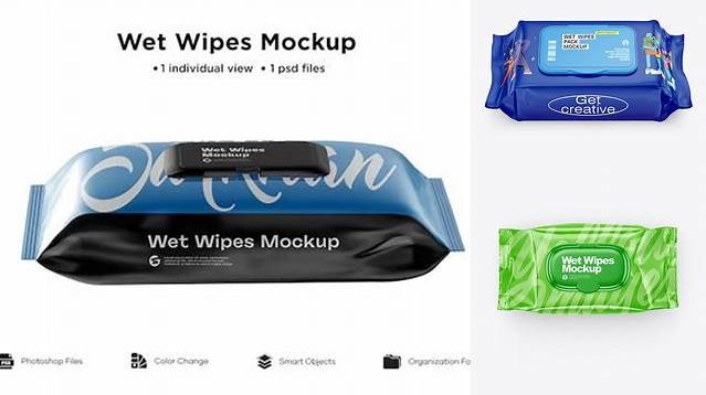 593+ Glossy Wet Wipes Pack with Plastic Cap PSD Mockup Top View Easy-to-Edit Photoshop Freebie