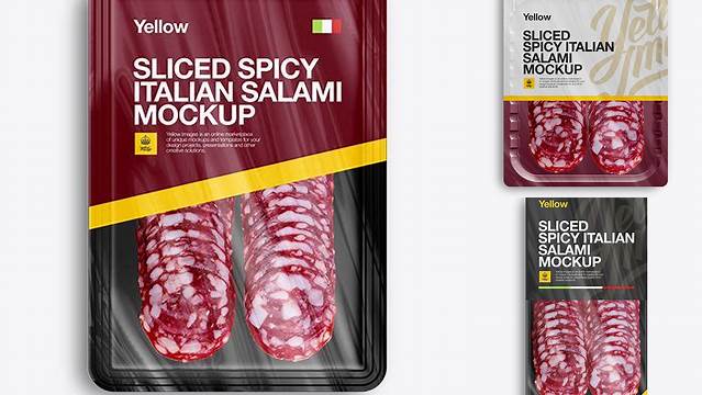 5931+ Plastic Tray with Spicy Italian Salami PSD Mockup For Free Download