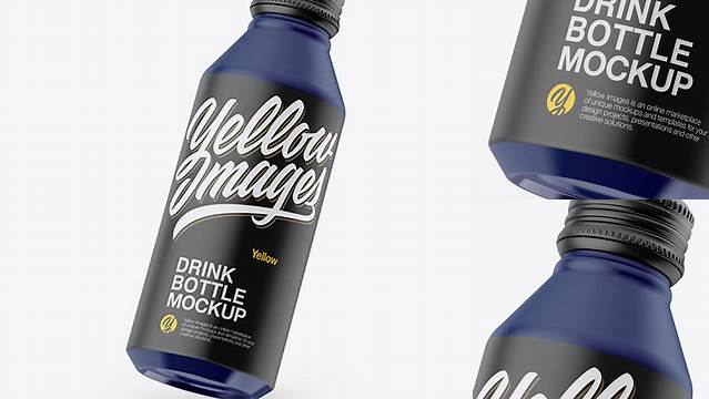 5933+ Slanted Matte Drink Bottle PSD Mockup Fully Customizable Photoshop Freebie