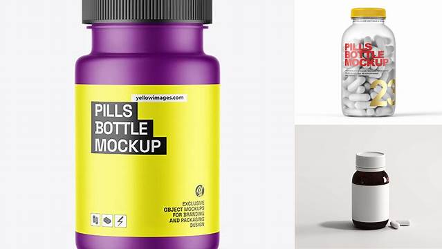 5934+ Matte Plastic Bottle With Pills PSD Mockup Versatile Photoshop File