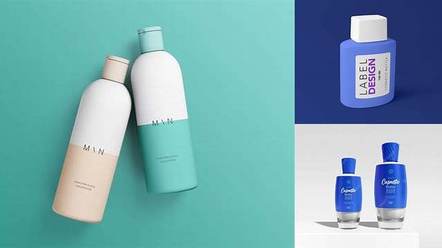 5934+ Plastic Cosmetic Bottle with Clear Liquid PSD Mockup Layered Photoshop Template