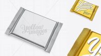 5936+ Matte Metallic Square Chocolate Bar PSD Mockup Halfside View High-Angle Shot Elegant PSD Mockup