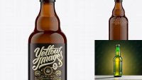 5937+ 330ml Steinie Beer Bottle PSD Mockup / Amber Glass Free Graphic Mockup PSD