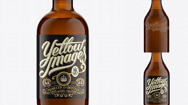 5938+ 330ml Stubby Amber Handy Bottle PSD Mockup Elegant Photoshop Mockup