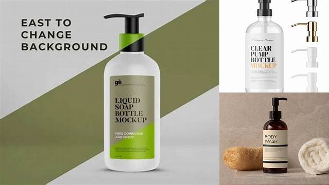 5938+ Matte Liquid Soap Bottle with Pump PSD Mockup Front View Smart Design Template Free