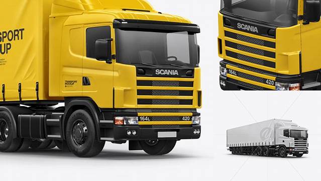 5942+ Scania Truck PSD Mockup Half Side View Professional Graphic PSD Download