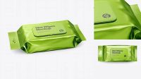 5950+ Metallic Wet Wipes Pack with Plastic Cap PSD Mockup Half Side View Advanced Free Graphic Template