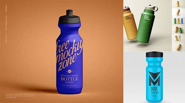 5953+ Glossy Sport Bottle PSD Mockup Front View Free PSD