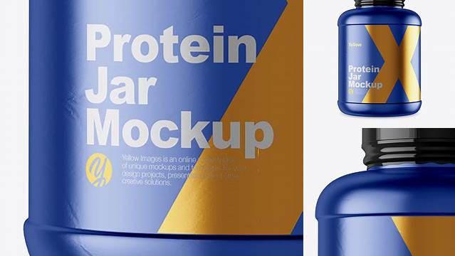 5955+ 5lb Metallic Protein Jar PSD Mockup Modern and Unique Freebie PSD