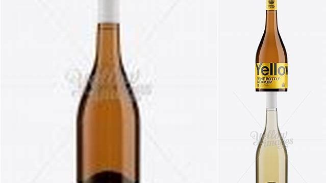 5960+ Amber Glass Burgundy Bottle with White Wine HQ PSD Mockup High-End Photoshop Mockup