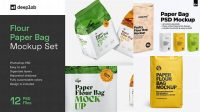 5961+ Paper Flour Bag PSD Mockup Front View Eye-Level Shot Creative Layered Design File