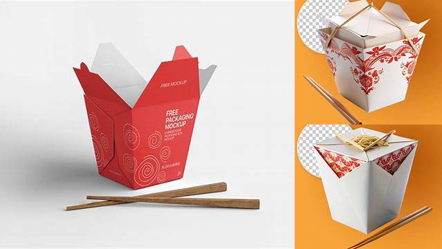 5962+ Chinese Takeout Box Mockup Smart PNG Image