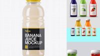 5962+ Plastic Bottle with Banana Juice PSD Mockup Custom Design Freebie PSD