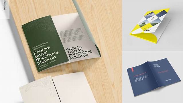 5963+ Glossy Folder With Brochure PSD Mockup High-Angle Shot Creative Design PSD Free Download