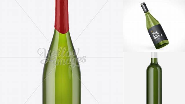 5965+ 750ml Green Wine Bottle PSD Mockup Elegant and Versatile PSD Resource