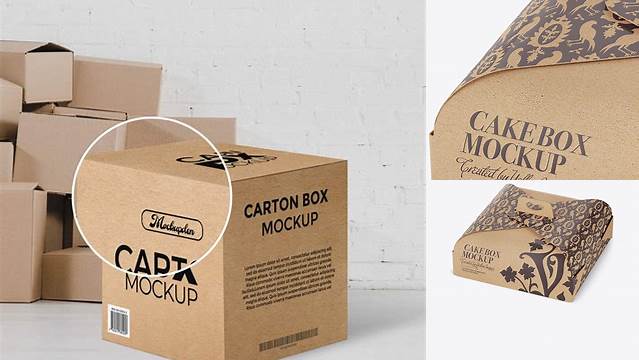 5966+ Carton Box PSD Mockup Halfside View High-Angle Shot Custom Mockup Graphic Design